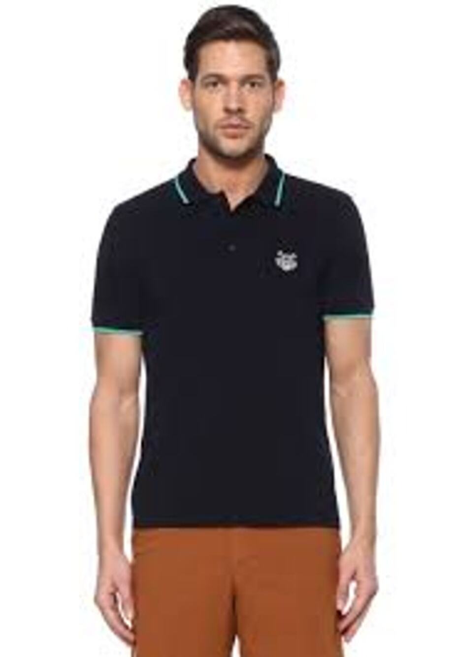 Kenzo Paris Tiger Crest Short Sleeve Collared Polo Shirt Navy Blue Men's Size M